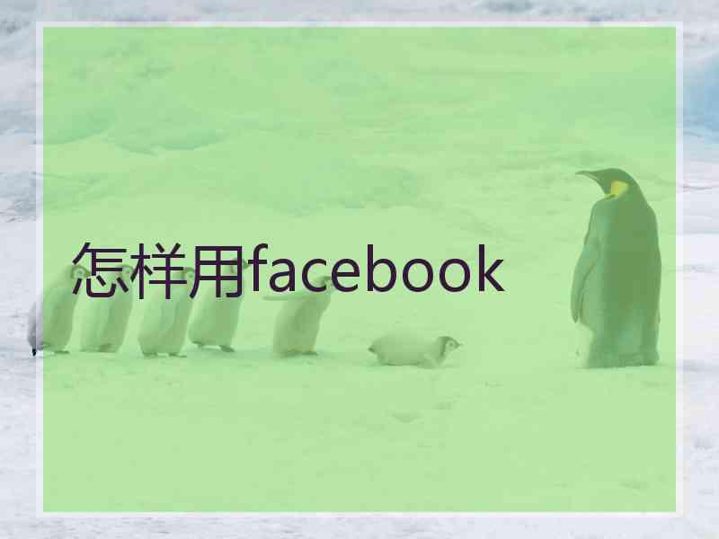 怎样用facebook